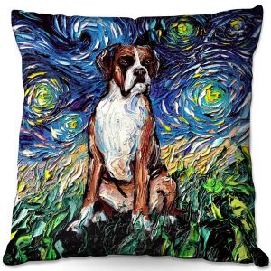 Throw Pillows Decorative Artistic | Aja Ann - Boxer Dog | Starry Night Dog Animal