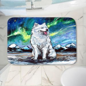 Decorative Bathroom Mats | Aja Ann - Samoyed Dog | Starry Night Dog Animal