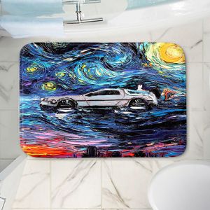 Decorative Bathroom Mats | Aja Ann - Van Gogh Back to the Future | Artistic Brush Strokes Pop Culture Car DeLorean Time Travel
