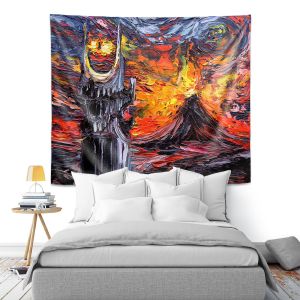 Artistic Wall Tapestry | Aja Ann - Van Gogh Never Lord of Rings Eye | Artistic Brush Strokes sauron mordor fellowship hobbit book