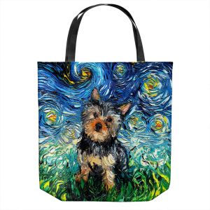 Unique Shoulder Bag Tote Bags | Aja Ann - Yorkie | Starry Night Dog Animal