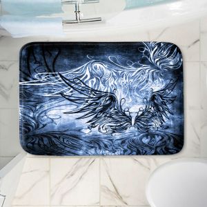 Decorative Bathroom Mats | Angelina Vick - Bird Gothic Blue | goth angel wings bird dark