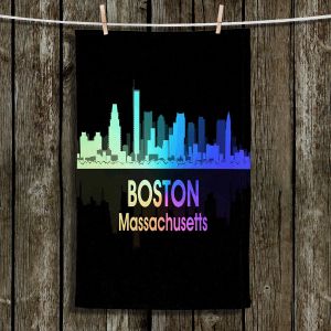 Unique Hanging Tea Towels | Angelina Vick - City V Boston Massachusetts | Skyline Downtown Boston Colorful