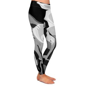 Casual Comfortable Leggings | Angelina Vick - Calla Lilies Black White | abstract flower nature still life