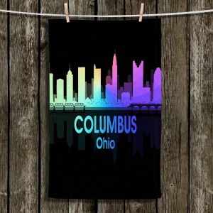 Unique Hanging Tea Towels | Angelina Vick - City V Columbus Ohio | Skyline Downtown Columbus Colorful