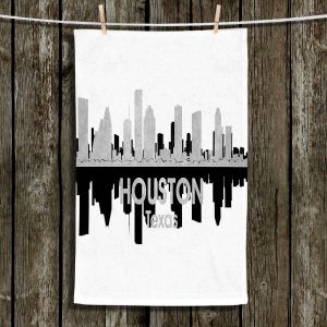 Unique Hanging Tea Towels | Angelina Vick - City IV Houston Texas | City Skyline Mirror Image