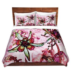 Artistic Duvet Covers and Shams Bedding | Angelina Vick - Poetry Motion Pink | flower abstract digital