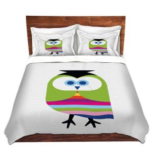 Artistic Duvet Covers and Shams Bedding | Angelina Vick - Rainbow Owl | Children colorful animal nature