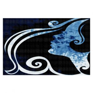 Decorative Floor Covering Mats | Angelina Vick - Wait for You Blue | silhouette profile face