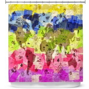 Premium Shower Curtains | Angelina Vick - Whimsical World Map II