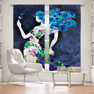 Decorative Window Treatments | Angelina Vick - Wondrous Night 8 | Graphic silhouette abstract leaves butterfly flower