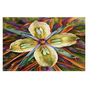 Decorative Floor Covering Mats | Anne Gifford - Green Gentian Flower | Flowers Leaves
