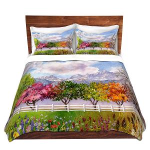 Artistic Duvet Covers and Shams Bedding | Anne Gifford - Parade of Seasons | Mountains Colorful Trees