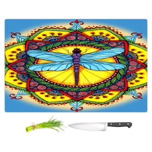 Artistic Kitchen Bar Cutting Boards | Ann-Marie Cheung - Dragonfly Mandala | Geometric Flower Nature