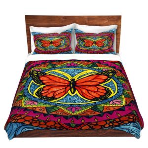 Artistic Duvet Covers and Shams Bedding | Ann-Marie Cheung - Monarch Butterfly | Geometric Insect Nature