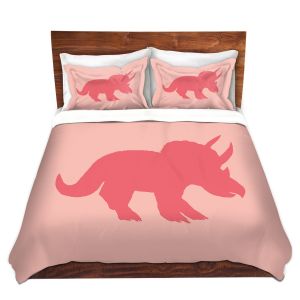 Artistic Duvet Covers and Shams Bedding | Catherine Holcombe - Dinosaur I Pink