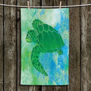 Unique Hanging Tea Towels | Catherine Holcombe - Kelp Sea Turtle | Ocean sea creatures nature