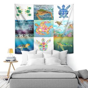 Artistic Wall Tapestry | Catherine Holcombe - Turtle Collage