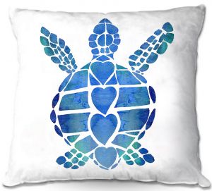 Throw Pillows Decorative Artistic | Catherine Holcombe - Turtle Love Blue