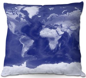 Throw Pillows Decorative Artistic | Catherine Holcombe - World Map Blue