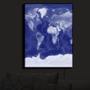 Nightlight Sconce Canvas Light | Catherine Holcombe - World Map Blue