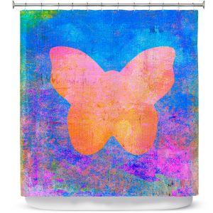 Premium Shower Curtains | China Carnella - Blue Butterfly | Silhouette outline nature insect