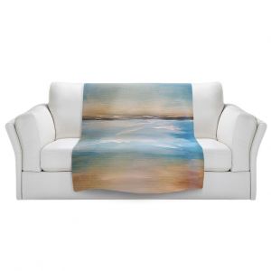 Artistic Sherpa Pile Blankets | Corina Bakke - Blue Sea | beach landscape sunrise horizon