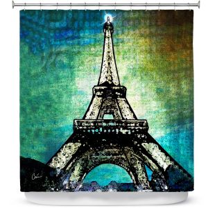 Premium Shower Curtains | Corina Bakke - Paris Eiffel Tower Night