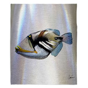 Decorative Fleece Throw Blankets | Corina Bakke - Trigger Fish White