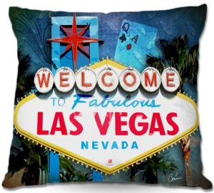 Throw Pillows Decorative Artistic | Corina Bakke Vegas Sign Blue