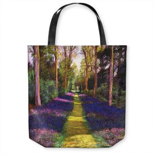Unique Shoulder Bag Tote Bags | David Lloyd Glover - Walking Through Blue | forest path trees nature