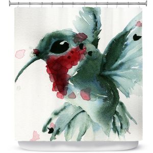 Premium Shower Curtains | Dawn Derman - Christmas Hummingbirds II