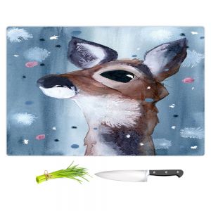 Artistic Kitchen Bar Cutting Boards | Dawn Derman - Evening Snow Deer | Wild Animals Winter