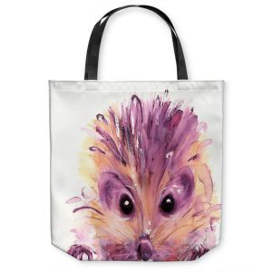 Unique Shoulder Bag Tote Bags | Dawn Derman - Hedgehog | Nature creatures animals small children cute
