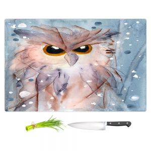 Artistic Kitchen Bar Cutting Boards | Dawn Derman - Snowy Owl | Wild Animals Winter