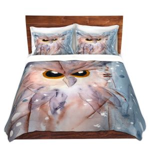 Artistic Duvet Covers and Shams Bedding | Dawn Derman - Snowy Owl | Wild Animals Winter