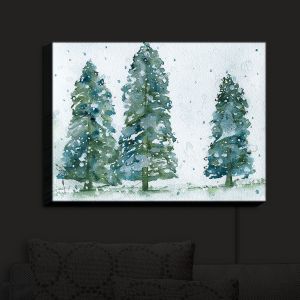 Nightlight Sconce Canvas Light | Dawn Derman - Three Snowy Spruce Trees