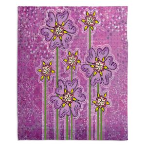 Decorative Fleece Throw Blankets | Diana Evans - Purple Floral | flower simple