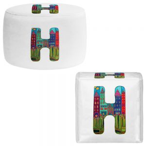 Round and Square Ottoman Foot Stools | Dora Ficher - Alphabet Letter H