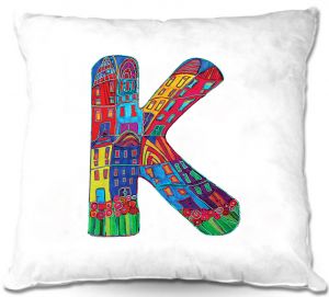 Decorative Outdoor Patio Pillow Cushion | Dora Ficher - Alphabet Letter K