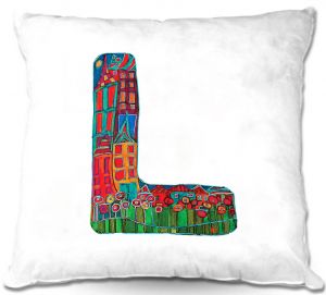 Decorative Outdoor Patio Pillow Cushion | Dora Ficher - Alphabet Letter L