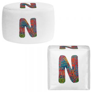 Round and Square Ottoman Foot Stools | Dora Ficher - Alphabet Letter N