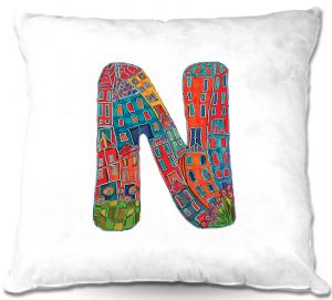 Decorative Outdoor Patio Pillow Cushion | Dora Ficher - Alphabet Letter N