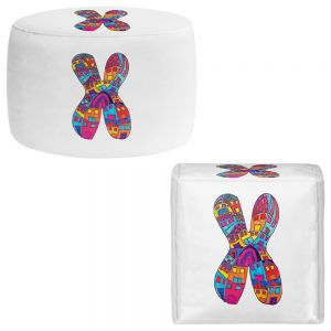 Round and Square Ottoman Foot Stools | Dora Ficher - Alphabet Letter X