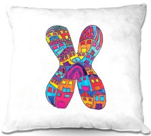 Decorative Outdoor Patio Pillow Cushion | Dora Ficher - Alphabet Letter X