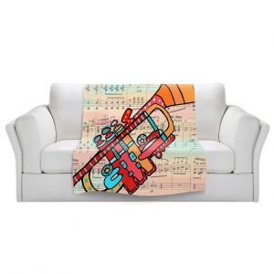 Artistic Sherpa Pile Blankets | Dora Ficher - Lets Play the Trumpet | instrument music brass