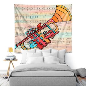 Artistic Wall Tapestry | Dora Ficher - Lets Play the Trumpet | instrument music brass