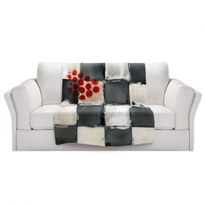 Artistic Sherpa Pile Blankets | Dora Ficher - Not Always Black or White 2 | Abstract stripes squares checkers tile grunge