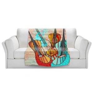 Artistic Sherpa Pile Blankets | Dora Ficher - Strumming Away | music instrument abstract simple