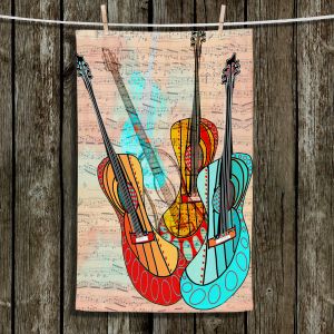 Unique Hanging Tea Towels | Dora Ficher - Strumming Away | music instrument abstract simple